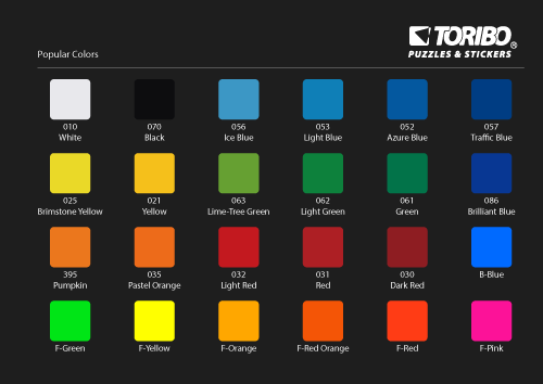 TORIBO Color Chart ver.5.1 Popular Colors