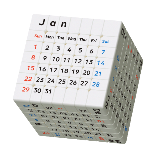 倍化の立方体 日４枚 triboxストア / tribox Calendar 7x7x7 Magnetic